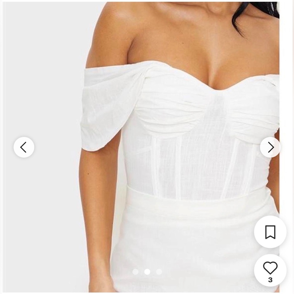 NWT 8 Pretty Little Things Bardot Draped Bust Corset Bodice Bodysuit - Taupe - Picture 8 of 9